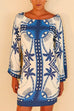Mixiedress Long Sleeves Printed Mini Shift Dress
