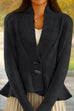 Mixiedress V Neck Button Up Ruffle Hem Sweater Cardigan
