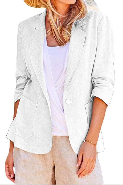 Mixiedress Notch Lapel One Button Casual Blazer