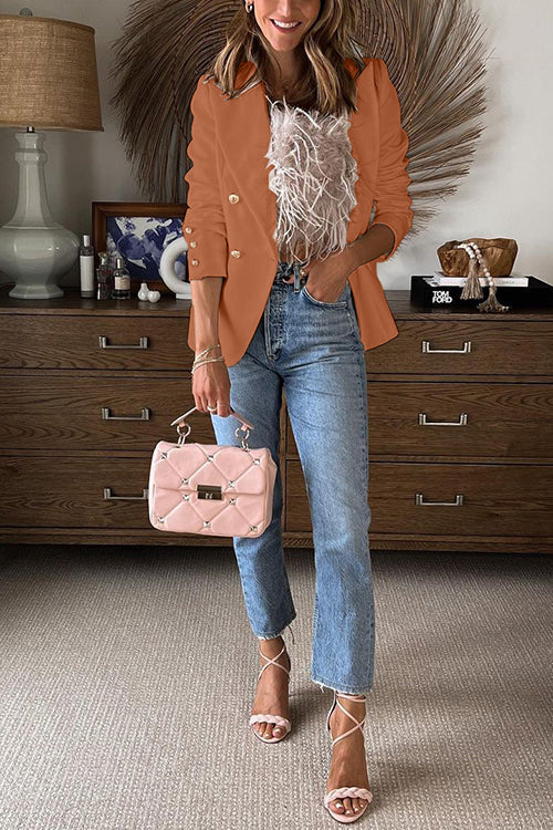 Mixiedress Lapel Double Breasted Open Front Blazer Jacket