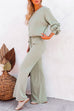 Mixiedress Round Neck Pullover Drawstring Waist Wide Leg Pants Loungewear Set