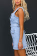 Mixiedress Sleeveless Button Down Belted Denim Mini Dress