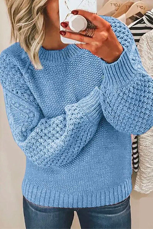 Mixiedress Crewneck Hollow Out Crochet Knitting Sweater