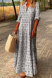 Mixiedress V Neck Long Sleeves Tiered Printed Maxi Dress