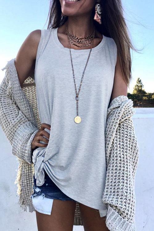 Mixiedress Sleeveless Tie Knot Waist Waistcoat Top