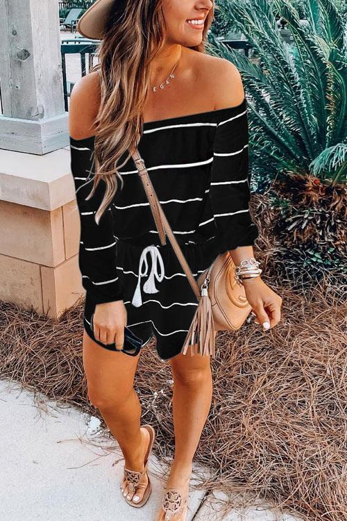 Mixiedress Tie Waist Half Sleeve Striped Jumpsuit