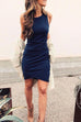 Mixiedress Crewneck Sleeveless Ruched T-shirt Dress