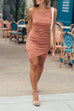Mixiedress Crewneck Sleeveless Ruched T-shirt Dress