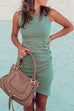 Mixiedress Crewneck Sleeveless Ruched T-shirt Dress