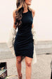 Mixiedress Crewneck Sleeveless Ruched T-shirt Dress
