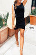 Mixiedress Crewneck Sleeveless Ruched T-shirt Dress