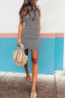 Mixiedress Crewneck Sleeveless Ruched T-shirt Dress