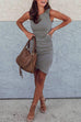 Mixiedress Crewneck Sleeveless Ruched T-shirt Dress