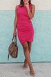 Mixiedress Crewneck Sleeveless Ruched T-shirt Dress