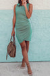 Mixiedress Crewneck Sleeveless Ruched T-shirt Dress