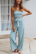 Mixiedress Solid Off Shoulder Sleeveless Tie Waist Jumpsuit