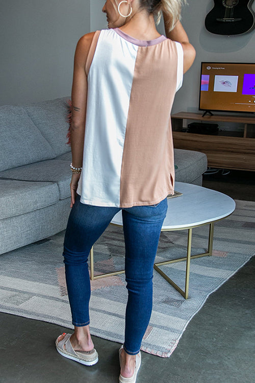 Mixiedress Crewneck Color Block Tank Top