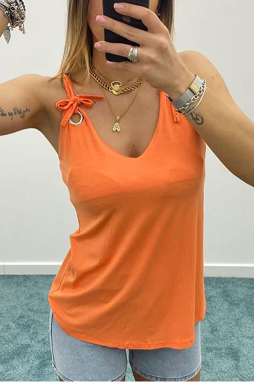 Mixiedress Solid Crewneck Loose Cami Top