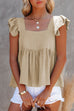 Mixiedress Solid Square Neck Sleeveless Ruffle Top