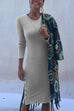 Mixiedress Crewneck Long Sleeve Buttons T-shirt Dress
