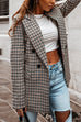 Mixiedress Lapel Long Sleeve Double Breasted Plaid Blazer