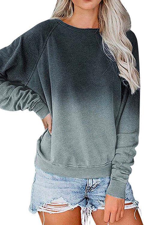 Mixiedress Crewneck Long Sleeve Gradient Printed Sweatshirt