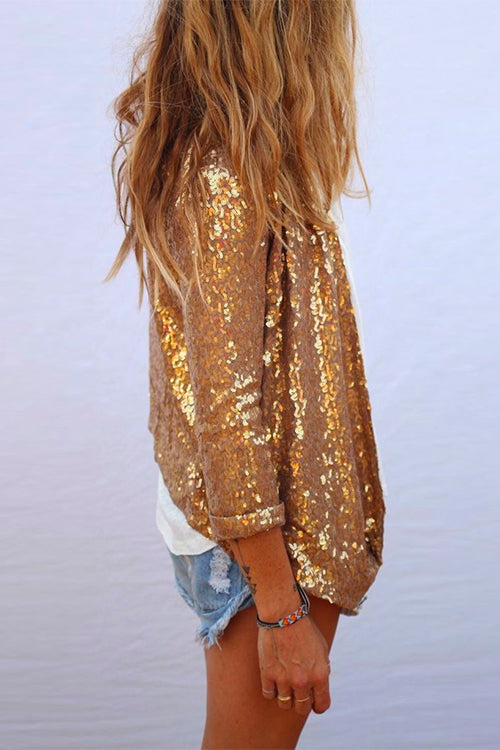 Mixiedress Open Front Long Sleeve Sequin Cardigans