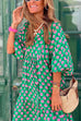 Mixiedress Puff Sleeve Geometry Printed Swing Dress