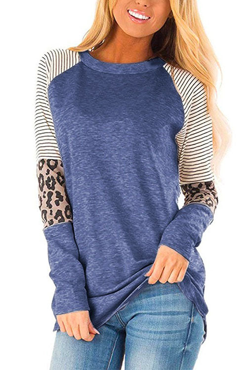 Mixiedress Crewneck Long Sleeve Printed Splice T Shirt