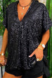 Mixiedress Stylish V Neck Short Sleeve Sequin T Shirt
