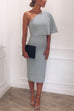 Mixiedress One Shoulder Short Sleeve Waisted Bodycon Dress