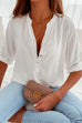 Mixiedress Stand Collar Half Sleeve Buttons Shirt