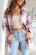 Mixiedress Curve Hem Color Block Plaid Shacket Jacket