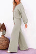 Mixiedress Round Neck Pullover Drawstring Waist Wide Leg Pants Loungewear Set