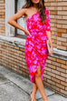 Mixiedress Casual One Shoulder Printed Tulip Hem Dress
