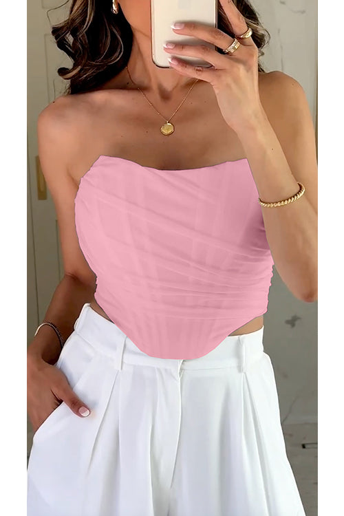 Mixiedress Strapless Off Shoulder Mesh Corset Top