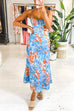 Mixiedress Spaghetti Strap Twist Back Printed Maxi Vacation Dress