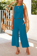 Mixiedress Back Buttons Crop Tank Top Wide Leg Pockets Pants Set
