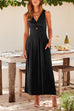 Mixiedress Ruched V Neck Cut Out Sleeveless Wide Leg Jumpsuit