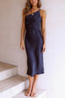 Mixiedress One Shoulder Backless Lace-up Midi Dress