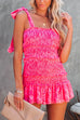 Mixiedress Frilled Tie Shoulder Smocked Ruffle Mini Dress