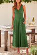 Mixiedress Ruched V Neck Cut Out Sleeveless Wide Leg Jumpsuit
