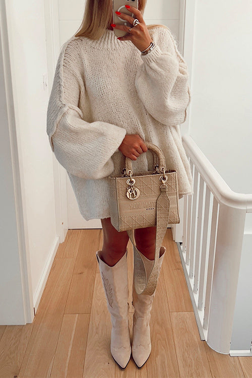 Mixiedress Drop Shoulder Plain Casual Pullover Sweater