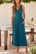 Mixiedress Ruched V Neck Cut Out Sleeveless Wide Leg Jumpsuit