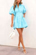 Mixiedress Puff Sleeve Button Down Waisted Shirt Dress