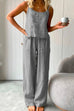 Mixiedress Cotton Linen Cami Top Wide Leg Pants Loungewear Set