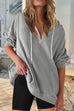 Mixiedress V Neck Drop Shoulder Drawstring Hoodied Sweatshirt