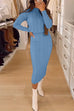 Mixiedress Crewneck Long Sleeves Pullover Pocketed Midi Skirt Cable Knit Set