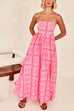 Mixiedress Spaghetti Strap Cut Out Waist Printed Maxi Swing Dress
