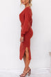 Mixiedress Wrap V Neck Side Split Tie Waist Midi Sweater Dress